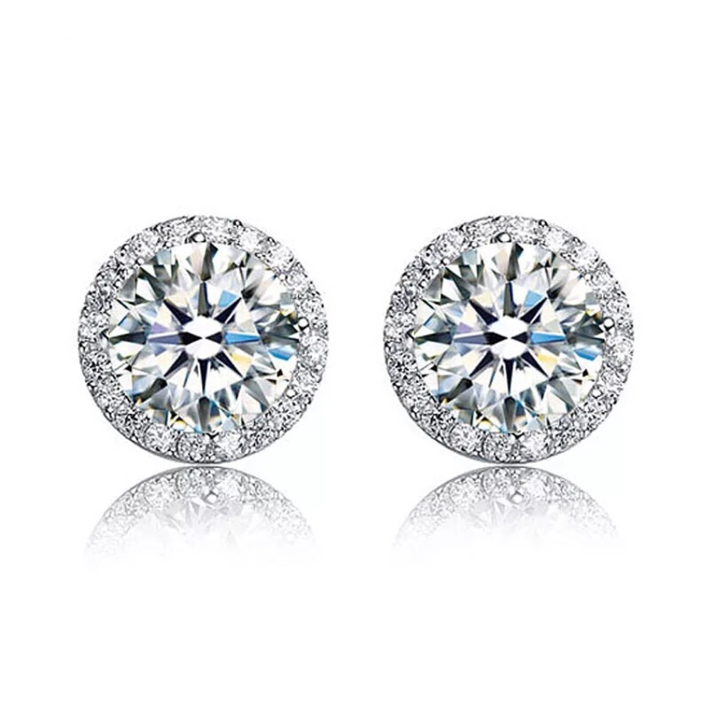 925 Sterling Silver Halo Stub Earrings